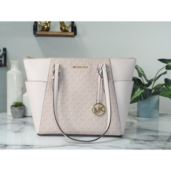 Michael Kors Handbags - NWT Michael Kors Charlotte Ballet Signature PVC Large Top Zip Tote Shoulder Bag